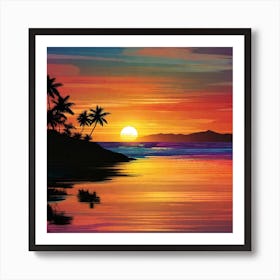 Sunset At The Beach 354 Art Print