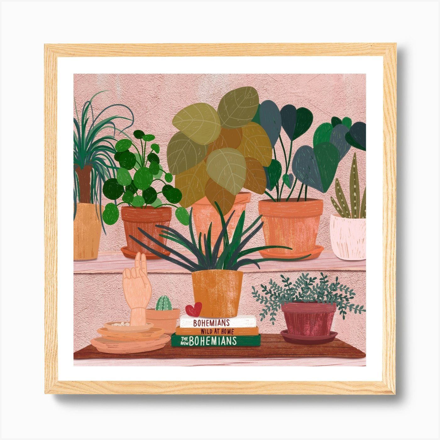 Boho Plantlets Square Art Print by Olivia Bürki Design - Fy