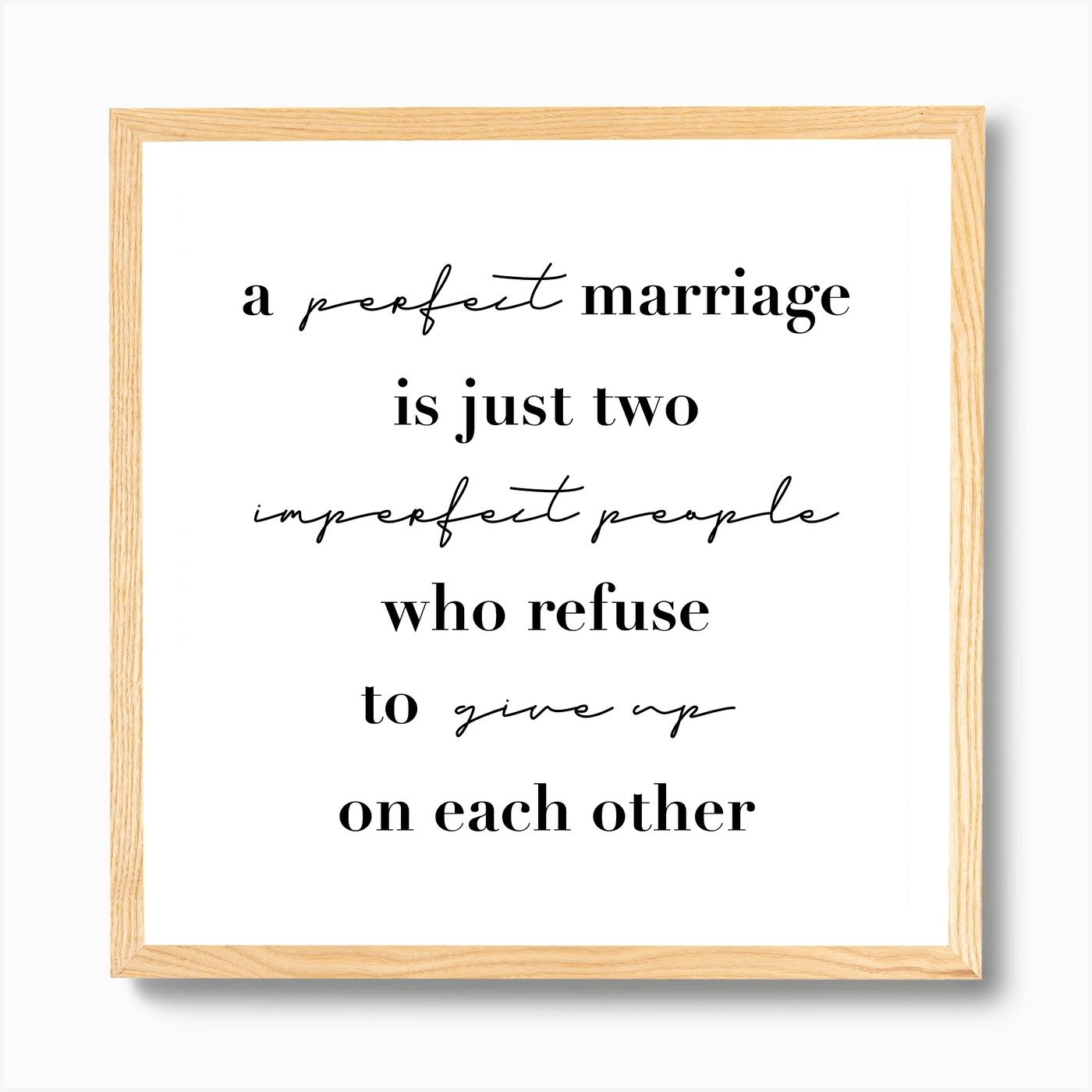 Wedding Anniversary Dish Gift Best Friend Romantic Tea Towel Perfect Marriage Is Just Two Imperfect People Who Refuse To Give Up On Each Other Husband Wife Fiancé