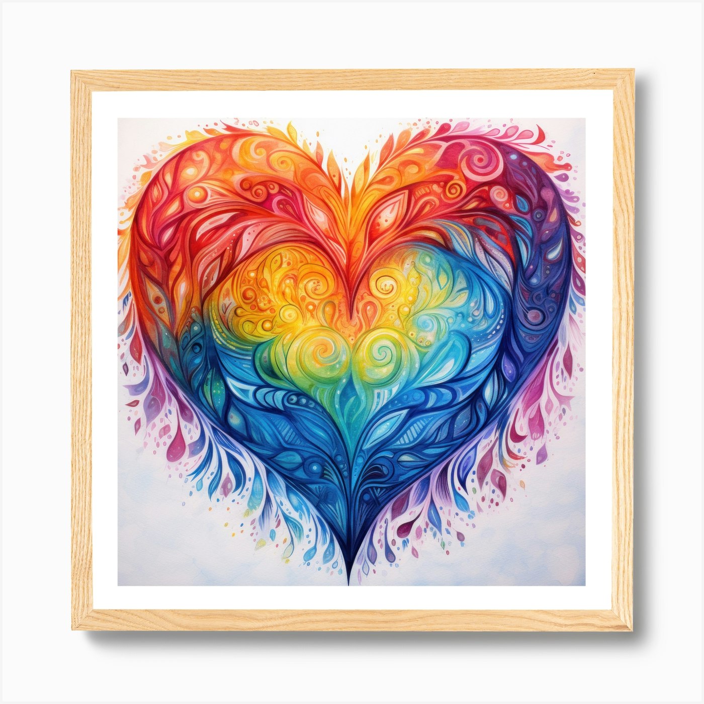 Sketched Rainbow Heart Canvas
