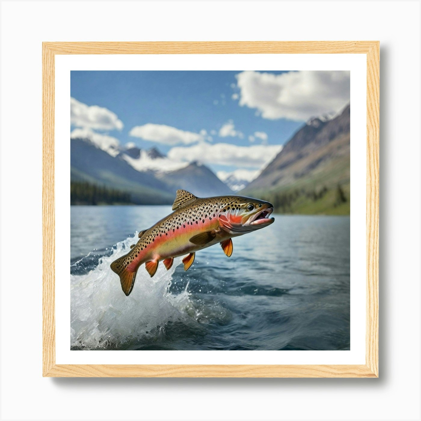 Muskie Fish Jumping Out Of The Water Art Print