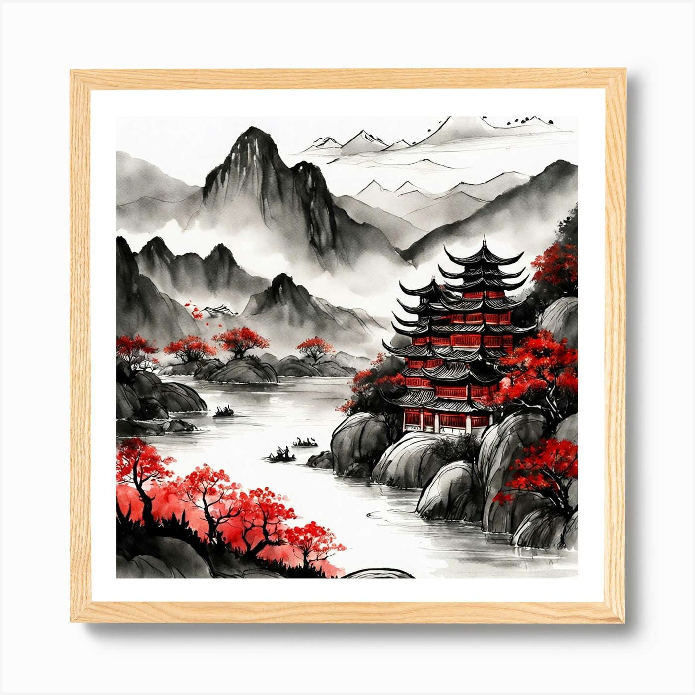 Chinese Landscape Ink Painting Mountains Graphic by 1xMerch