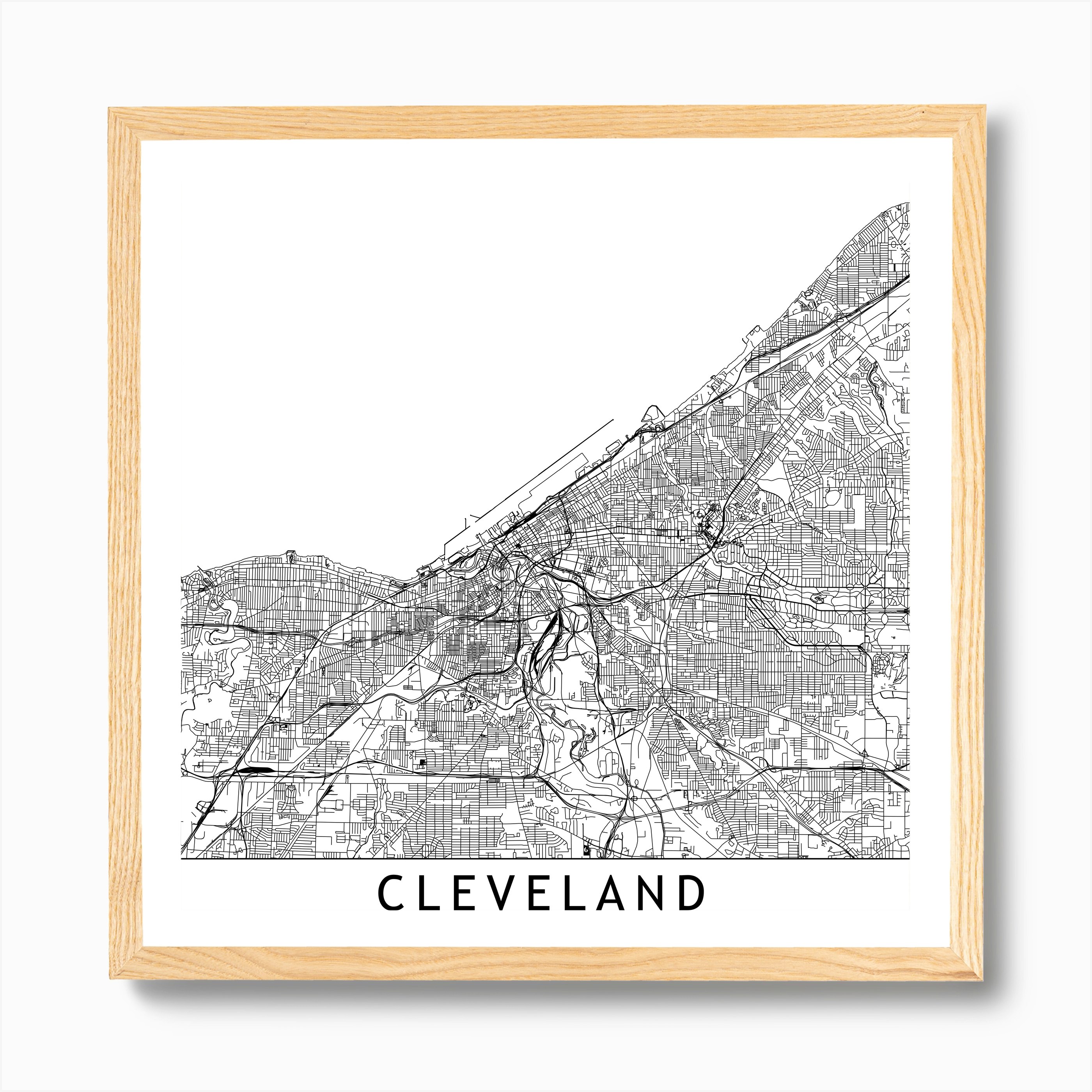 Cleveland Map Art Print by multipliCITY - Fy