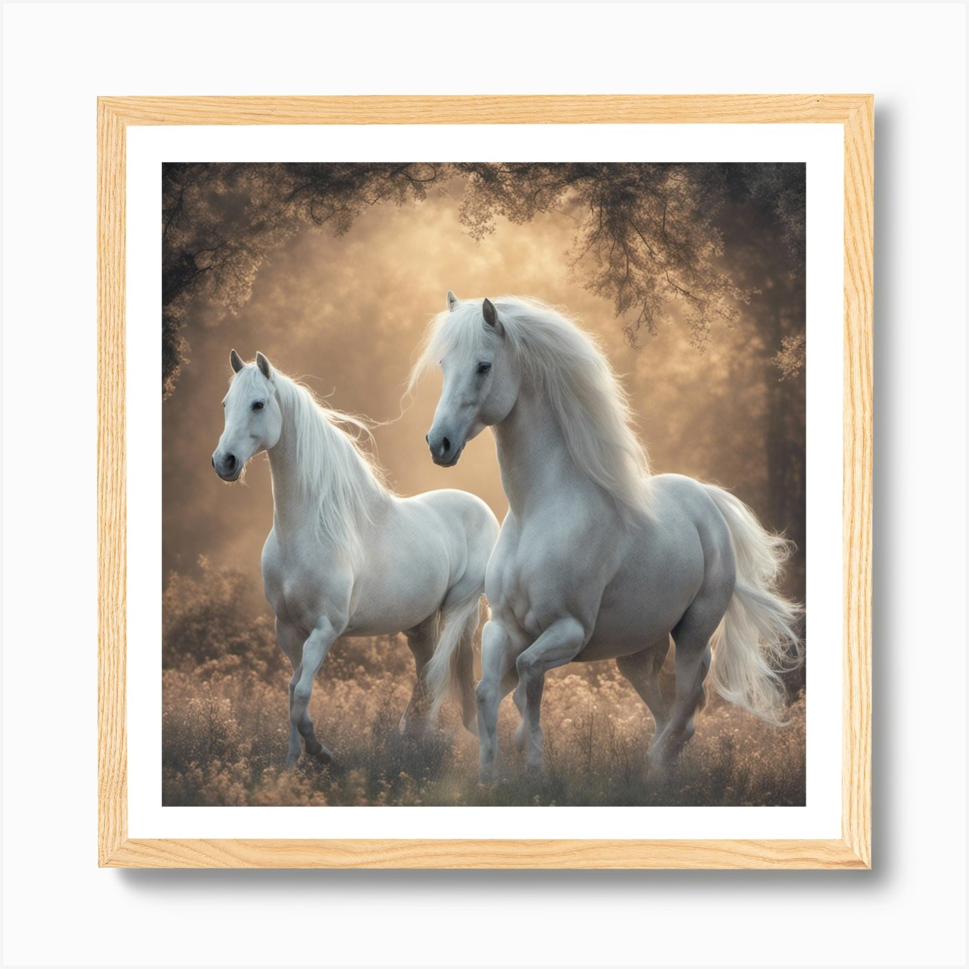 Canvas Print - A White Horse in The Midst of The Trees - 47.2x31.5