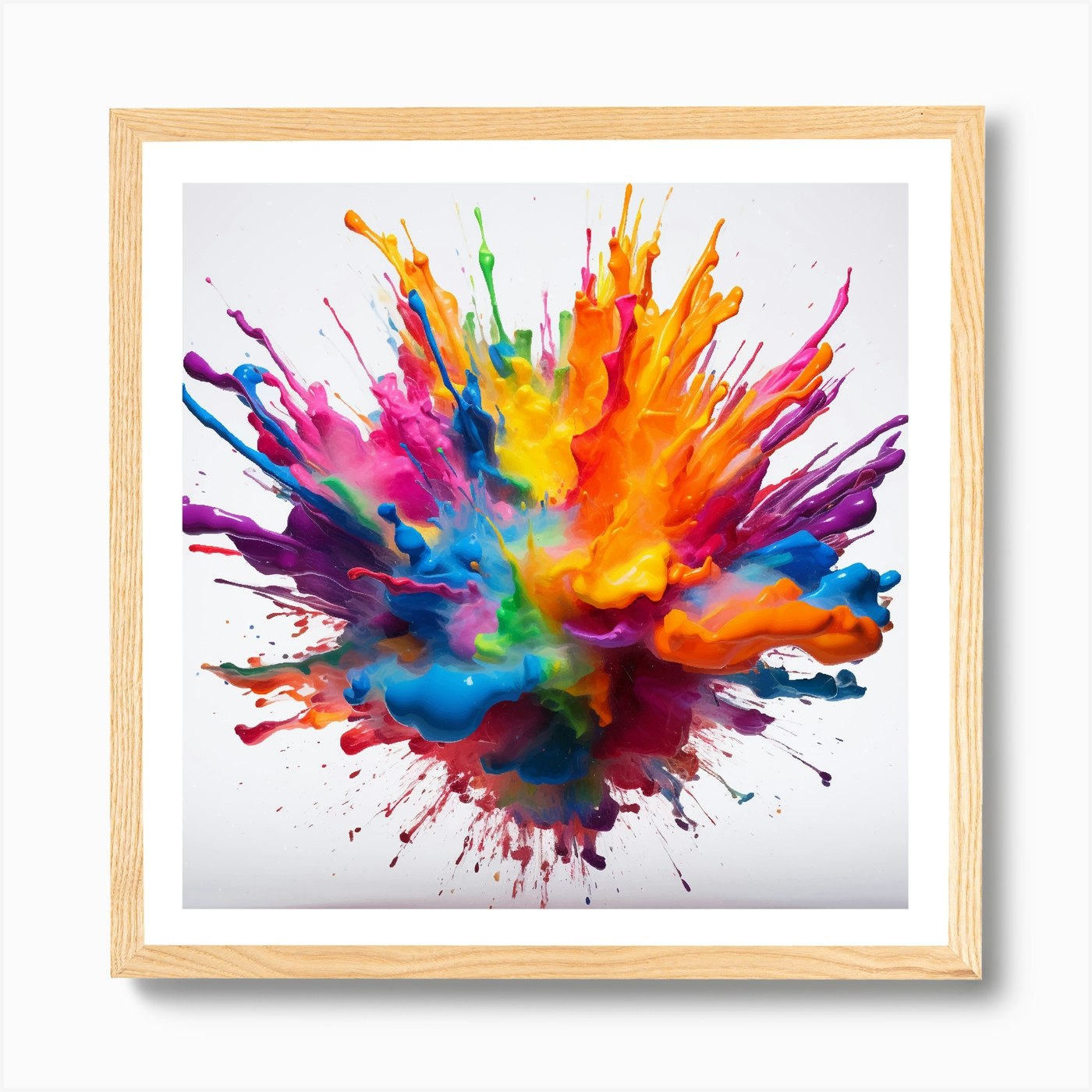 Colorful Paint Splash On White Background Art Print