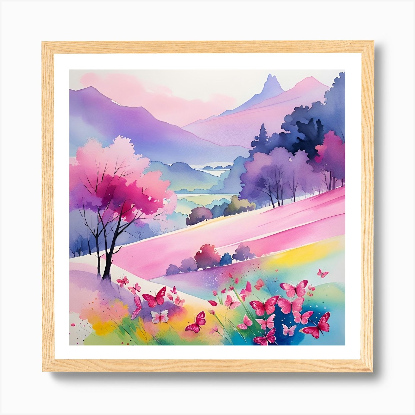 Pink Watercolor Landscape I