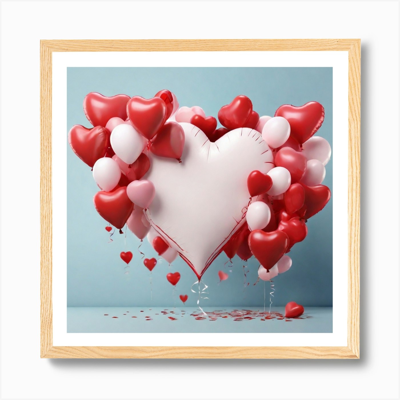Four Red Heart Shaped Balloons Up In Air Canvas Print / Canvas Art