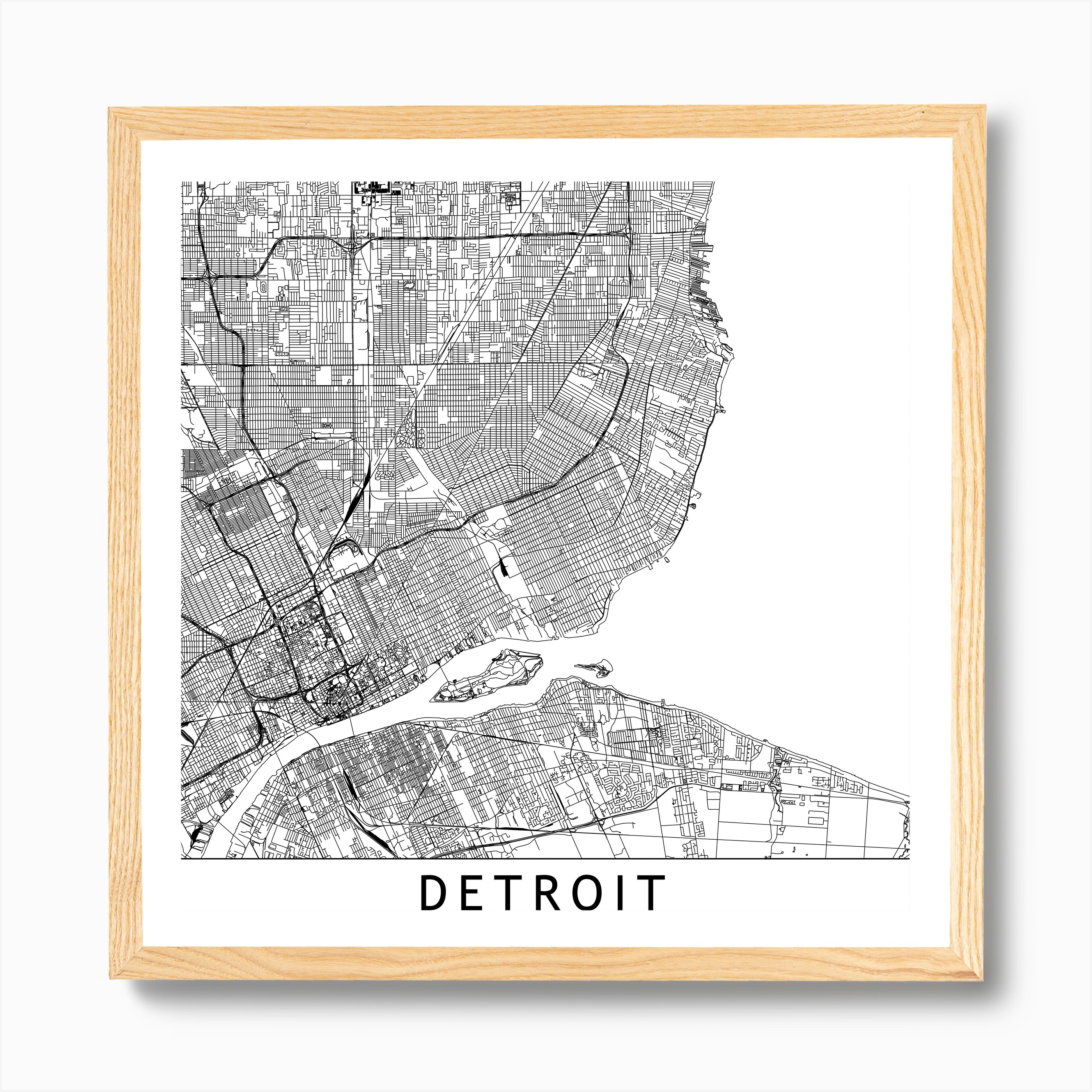 Detroit Map Art Print by multipliCITY - Fy