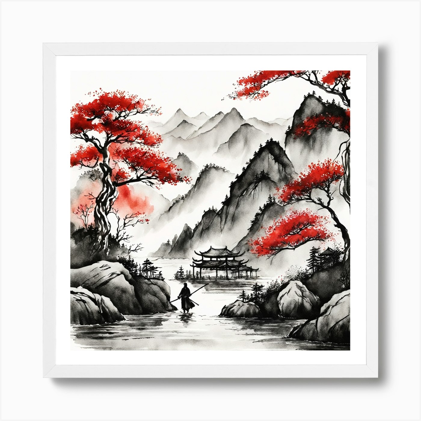 Chinese Landscape Ink Painting Mountains Graphic by 1xMerch