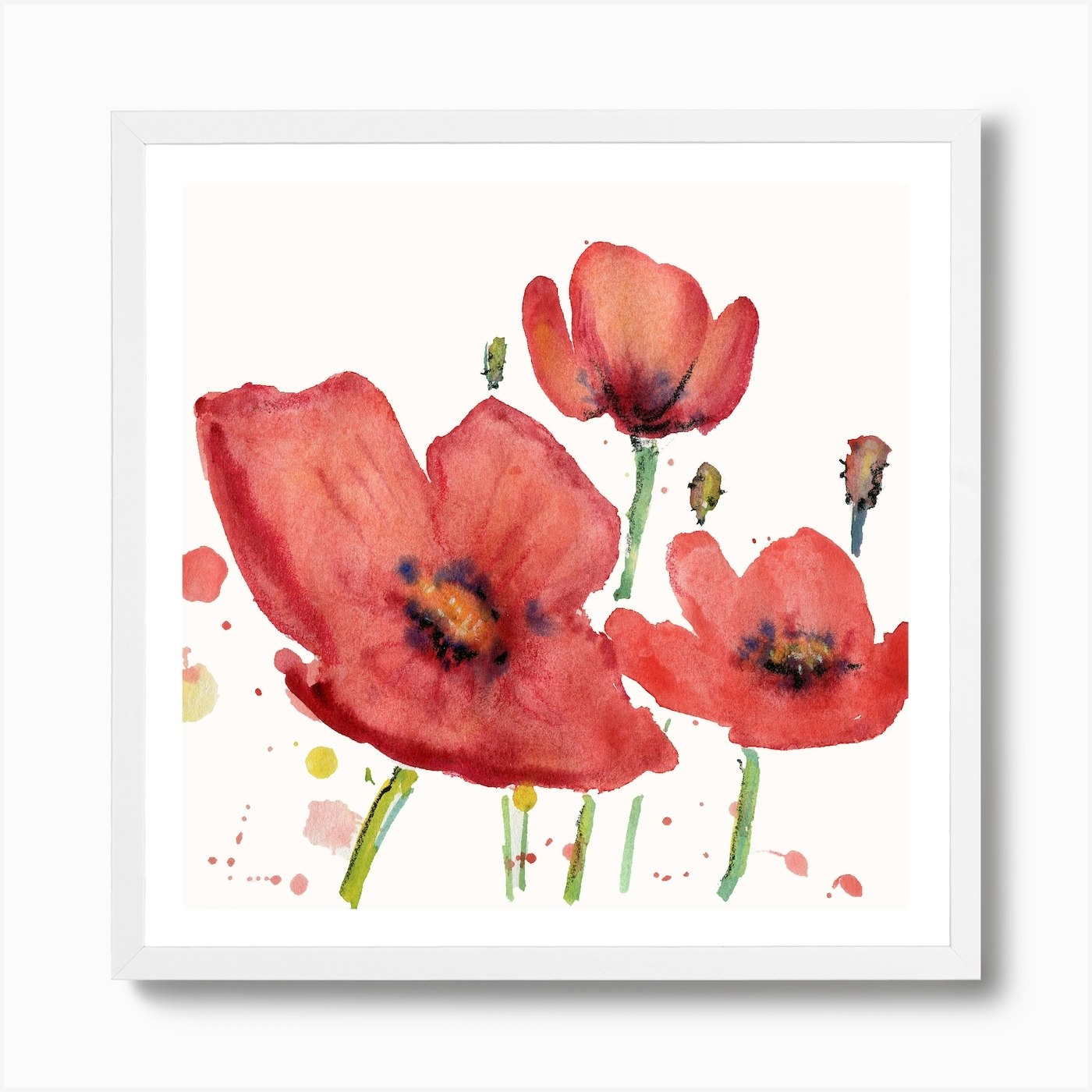  Red Poppy Flower Watercolor T-shirt Abstract Painting