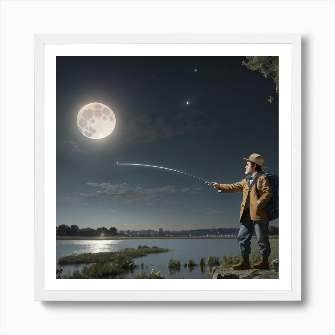 Fly Fisherman In The River Art Print