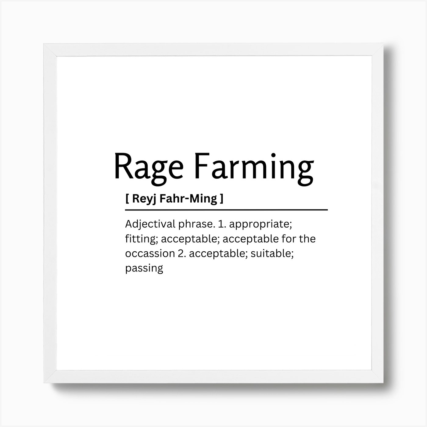 Rage Quit Definition Framed Wall Decor