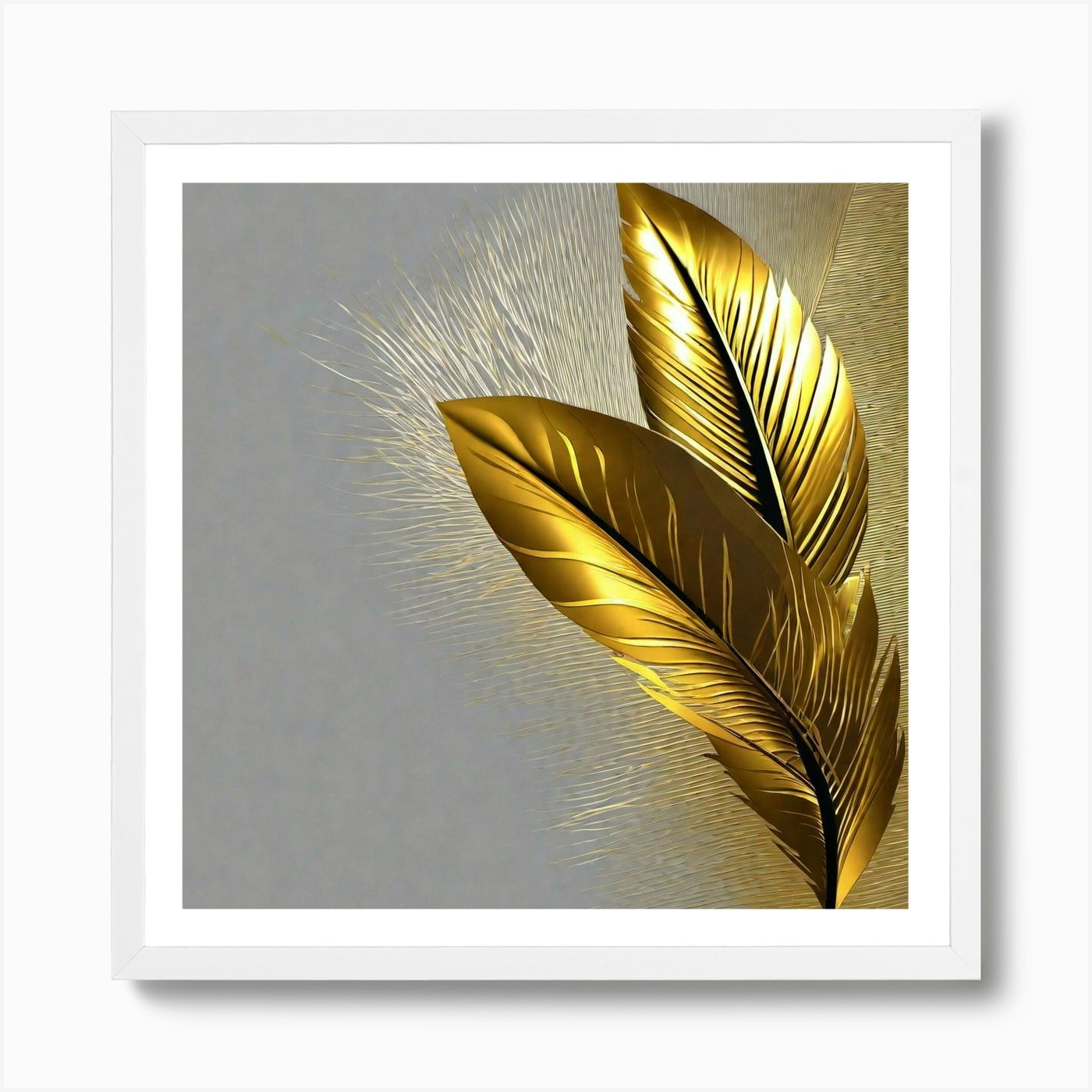 Gold Feathers Sorted by Color Displayed Beautifully Low · Creative