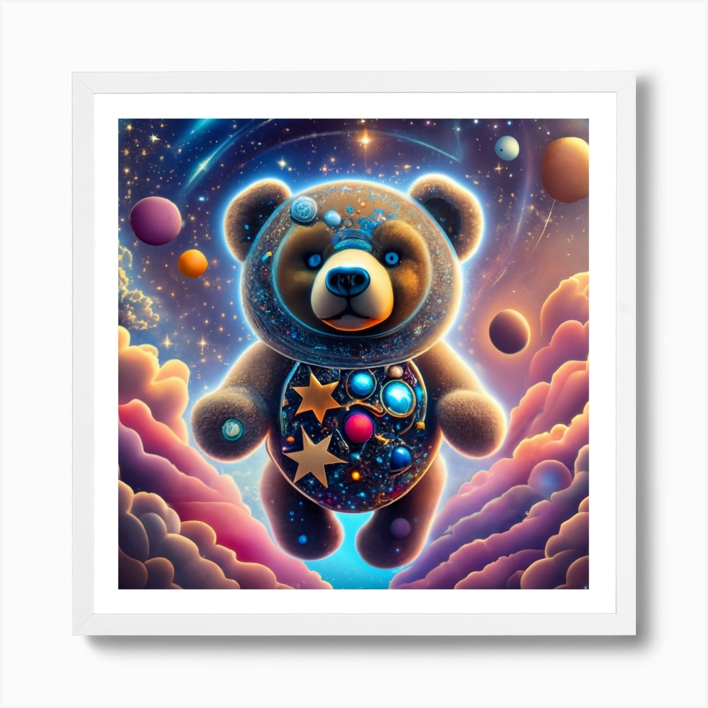 Premium Photo  Painting of a teddy bear in a jacket and a bag generative ai
