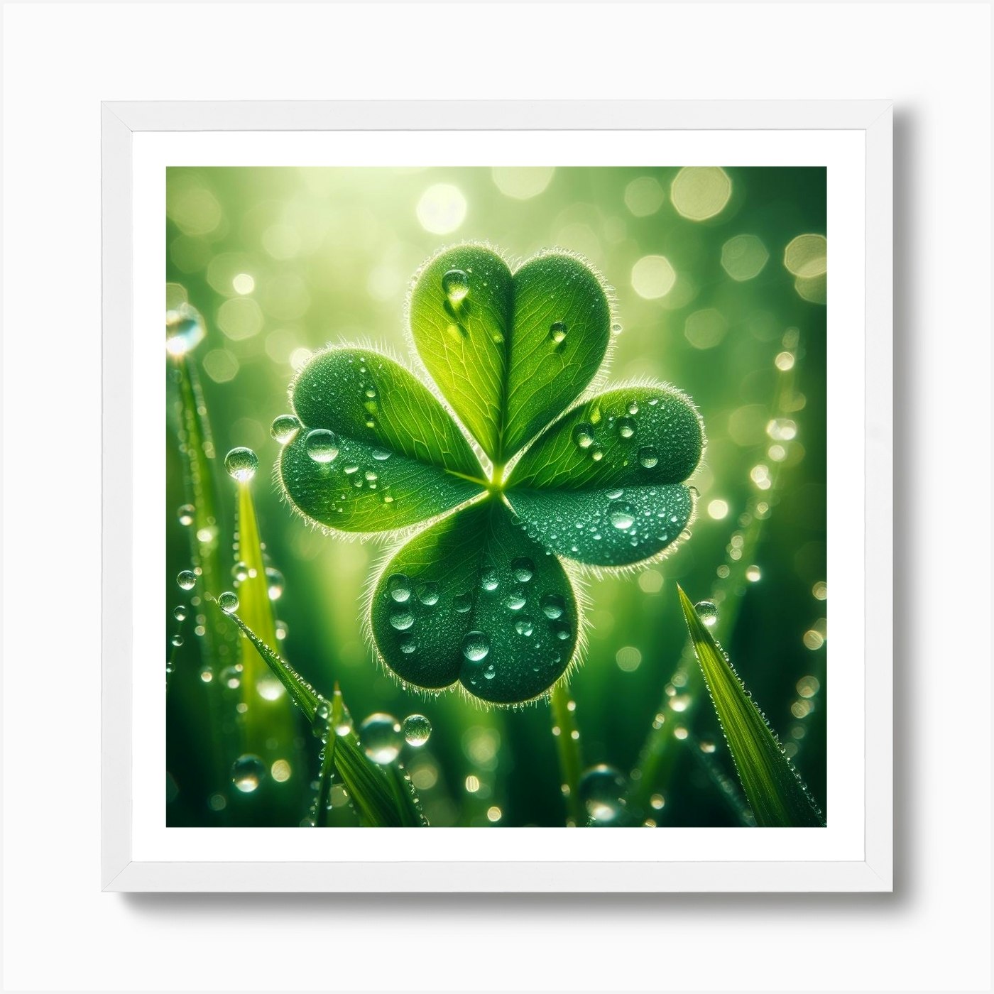 Four Leaf Clover Picture Frame - Glass - Zinc Alloy - Green - White - 2  Sizes - ApolloBox