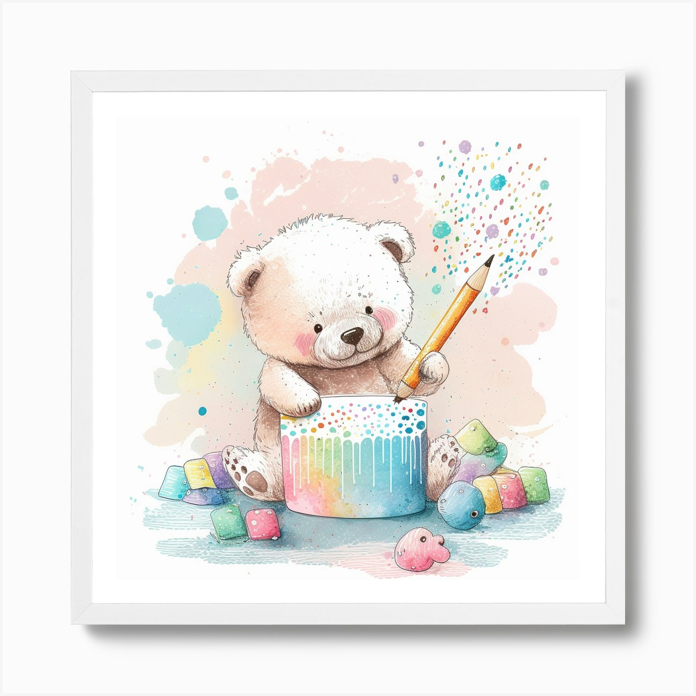 Drawing Teddy Fresh bear' Poster, picture, metal print, paint by LCW17