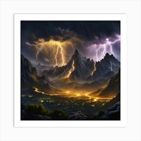 Lightning In The Mountains Art Print