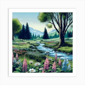 Serene And Peaceful Meadow 8 Art Print