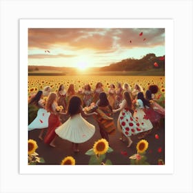 Sunflowers In The Field Art Print