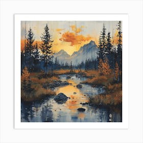 Sunset In The Mountains Art Print