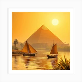 Nile and Pyramid Landscape Poster