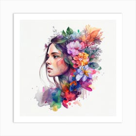 Watercolor Tropical Woman #12 Art Print