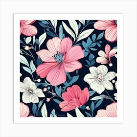 Seamless Floral Pattern 2 Art Print