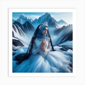 Muslim Bride In The Snow Art Print