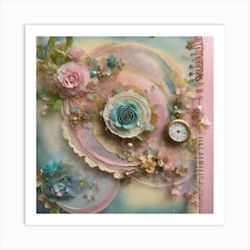 Shabby Chic Dreamy Mist Pastel Junk Journals Marie (1) Art Print