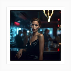 Portrait Of A Woman In A Bar Art Print