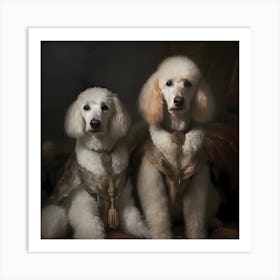 Portrait Of 2 Poodles (Old Master) Art Print