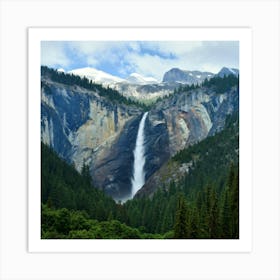 Waterfall In Yosemite National Park Art Print