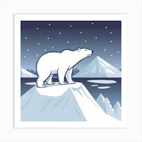 Polar Bear On Ice Art Print