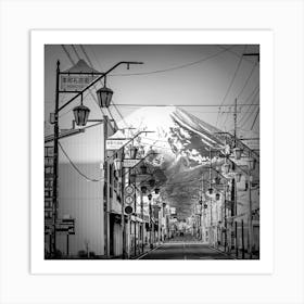 Shimoyoshida Honcho Street With Mount Fuji Japan Art Print