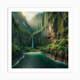 Waterfall In Hawaii Art Print