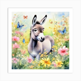 Donkey In The Meadow Art Print