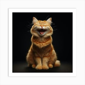 Orange Tabby Cat Laughing Art Print