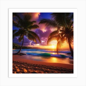 Sunset On The Beach 707 Art Print