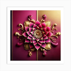 Abstract Flower On A Pink Background Art Print