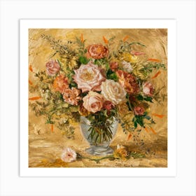 Vibrant Blossoms: Post-Impressionist Encaustic Still Life 3 Art Print