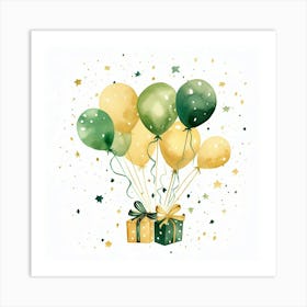 Watercolor Balloons Birthday Gifts Art Print