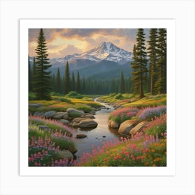 Restful Mountain Stream Art Print