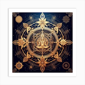 Lilith Sri Yantra With Intention Of Enlightenment, Spiritual Power, Wealth, Harmony, Peace 4 Art Print