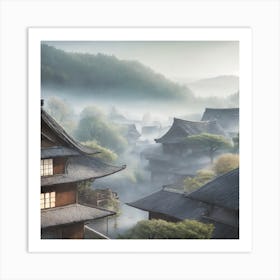 Firefly Rustic Rooftop Japanese Vintage Village Landscape 19240 (1) Art Print