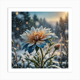 Flower In Snow Art Print