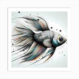 Ornamental Fish - Abstract Line Art Illustration 153 Art Print