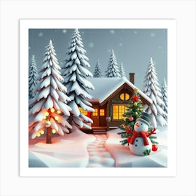 Snowman In The Snow 1 Art Print