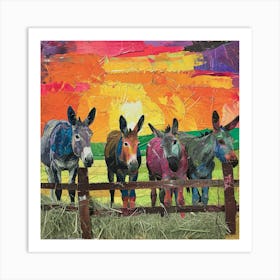 Kitsch Collage Of Donkeys 4 Art Print