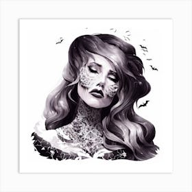 Halloween Tattooed Girl Art Print