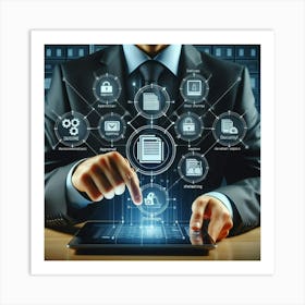 Businessman Using Tablet Computer Art Print